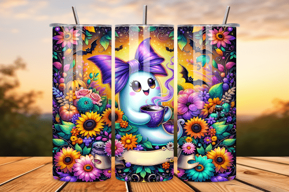 20oz Spooky Floral Ghost Tumbler Wrap
