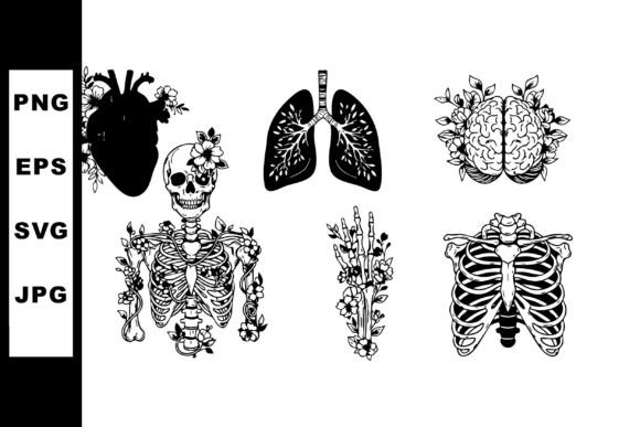Anatomical Heart Lungs Brain Silhouette