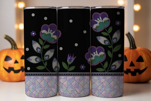 Beaded Floral Mosaic Tumbler Wrap