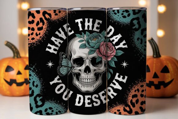 Edgy Floral Skull Tumbler Wrap