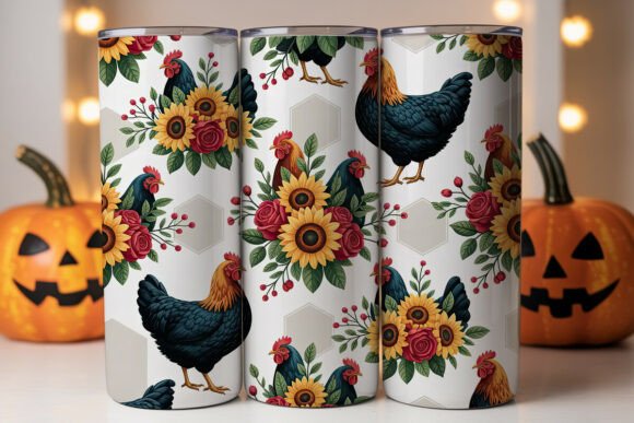 Farmhouse Hen Floral Tumbler Wrap