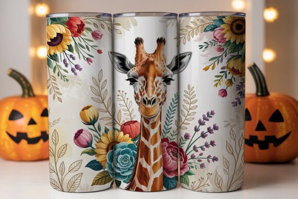 Floral Giraffe 20oz Tumbler Wrap