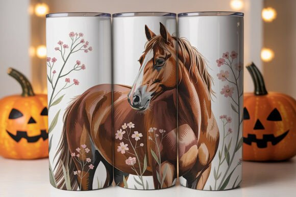 Floral Horse 20oz Tumbler Wrap