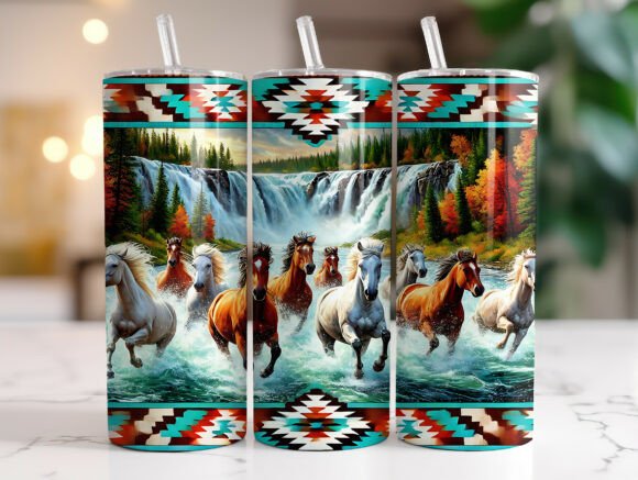 Floral Horse Western Pattern Tumbler