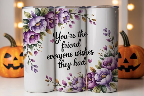 Friendship Floral Tumbler Wrap PNG