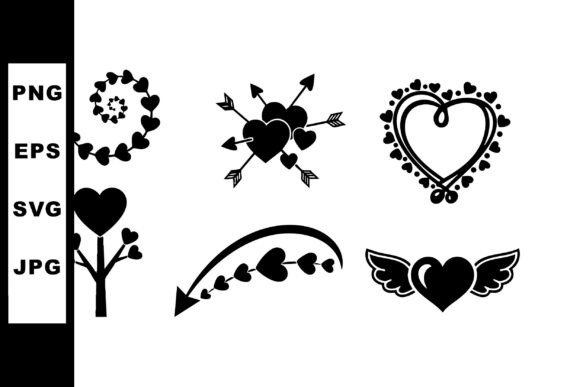 Heart Shapes with Arrows Winged Love Flo