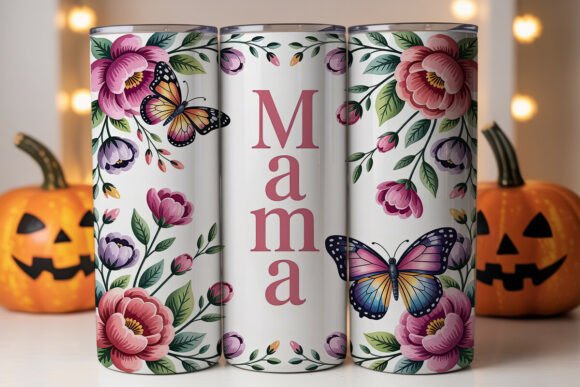 Mama Butterfly Floral 20oz Tumbler Wrap