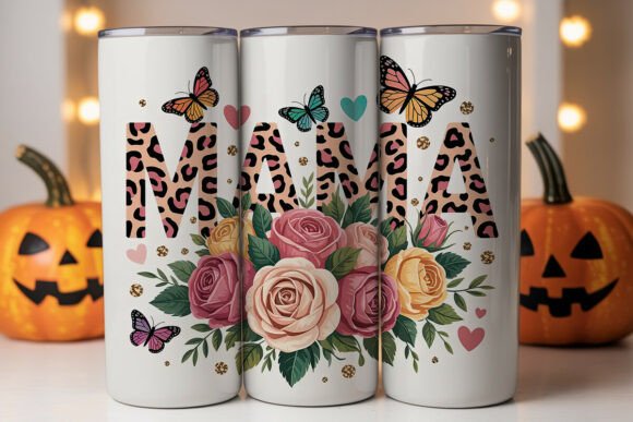Mama Cheetah Floral 20oz Tumbler Wrap