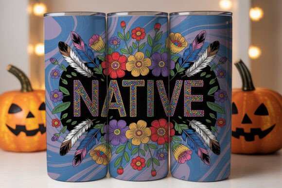 Native American Beaded Floral Tumbler