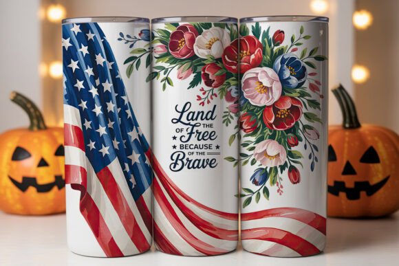 Patriotic Floral 20oz Tumbler Wrap