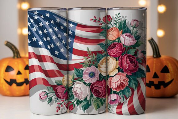 Patriotic Floral Tumbler Wrap