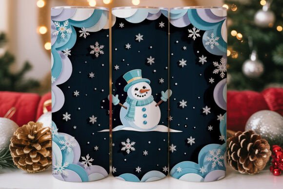 Snowman Winter Floral 20oz Tumbler Wrap