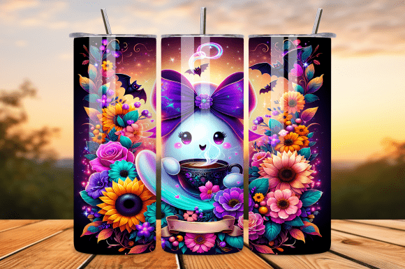 Spooky Floral Ghost 20oz Tumbler Wrap