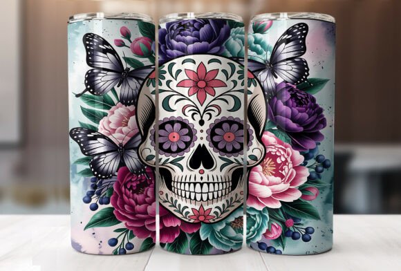 Sugar Skulls Floral 20 Oz Tumbler Wrap