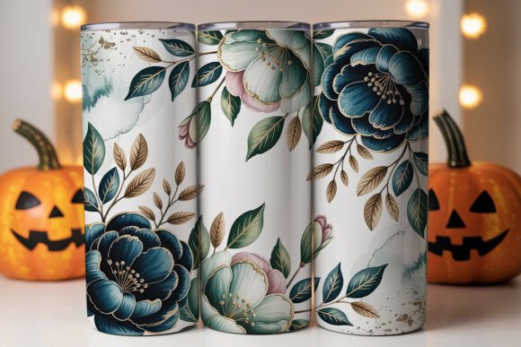Teal Gold Floral 20oz Tumbler Wrap