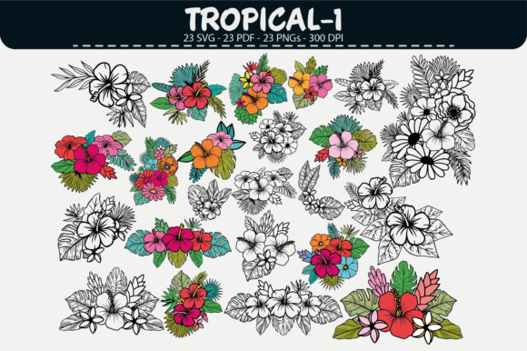 Tropical Flower Clipart – 23 Designs