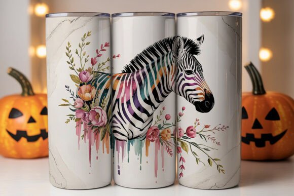 Watercolor Zebra Floral 20oz Tumbler